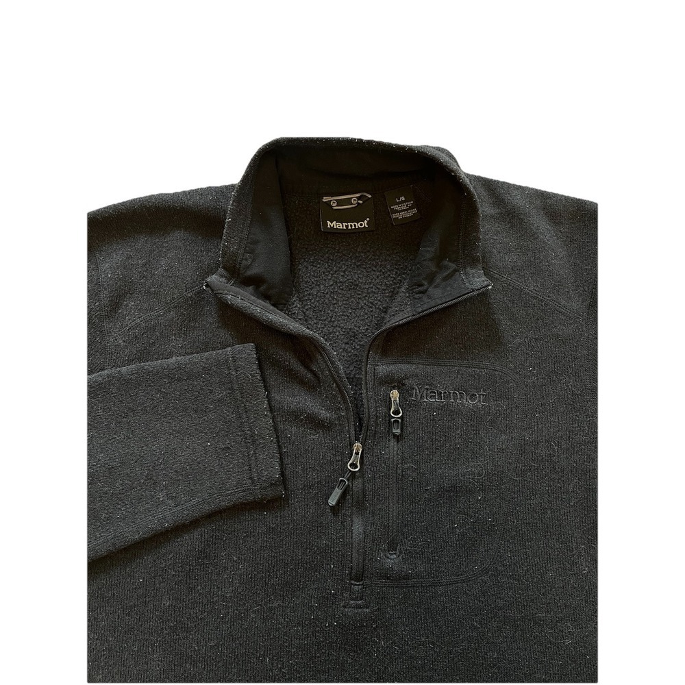 Marmot Drop Line Black 1/2 Half Zip Fleece Pullover‎ Men's Large